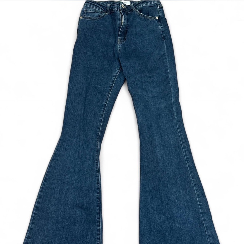 Forever 21 Blue Flare Wide Leg Jeans